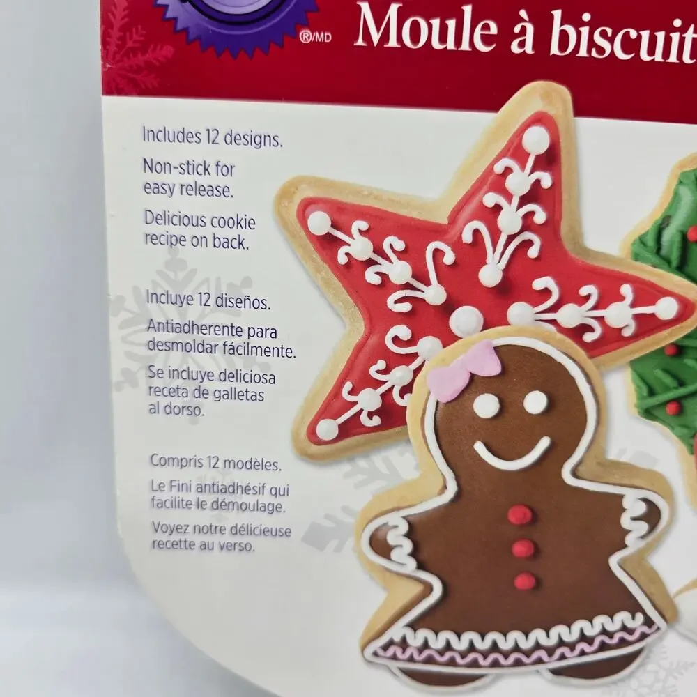 Wilton Christmas 12 Design Cookie Shapes Baking Pan Non-Stick Bakeware Holiday